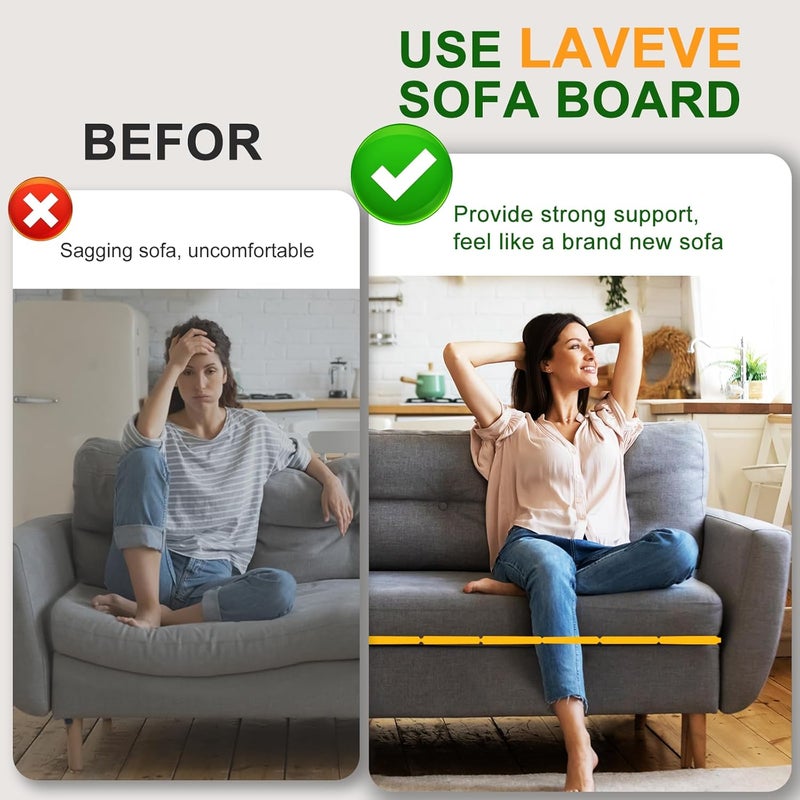 LAVEVE لوحة دعم وسادة الأريكة الثقيلة لتحسين الأريكة المتدلية، 24''x72'' خشب صلب سميك تحت الأريكة مع نقاط مضادة للانزلاق، لإصلاح الأريكة المتدلية واستبدال الوسائد البالية - Image 3